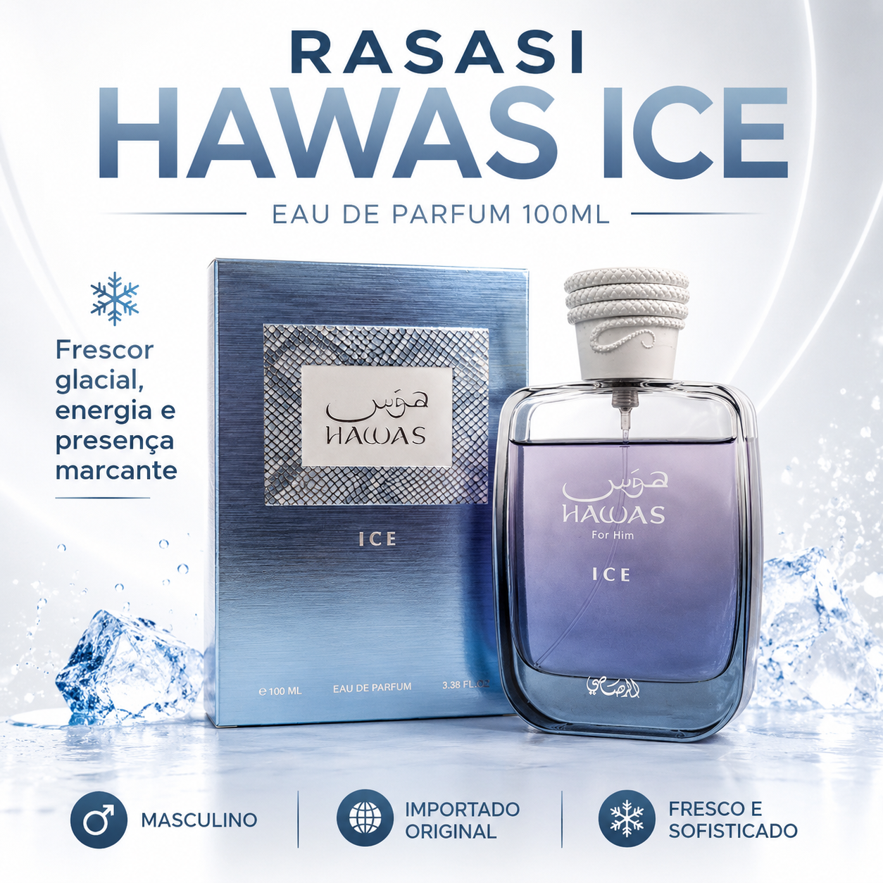 PERFUME RASASI HAWAS ICE EDP 100ML MASCULINO PERFUME RASASI HAWAS ICE EDP 100ML MASCULINO