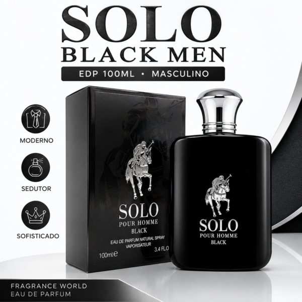 PERFUME FRAGRANCE WORLD SOLO BLACK MEN EDP 100ML MASCULINO