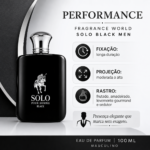 PERFUME FRAGRANCE WORLD SOLO BLACK MEN EDP 100ML MASCULINO - Imagem 4